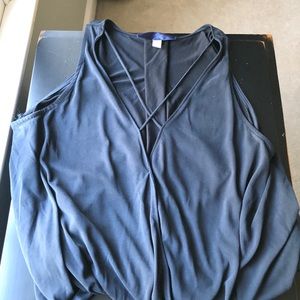 Blue/ gray tank top with cross on top